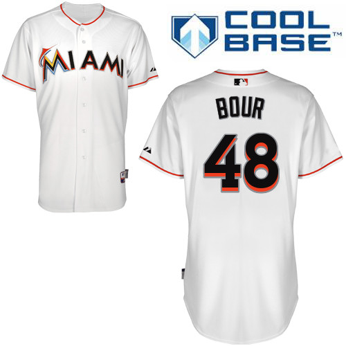 Justin Bour #48 MLB Jersey-Miami Marlins Men's Authentic Home White Cool Base Baseball Jersey
